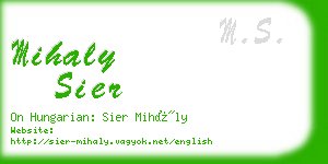 mihaly sier business card